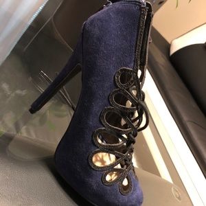 Blue suede laces heels very classy